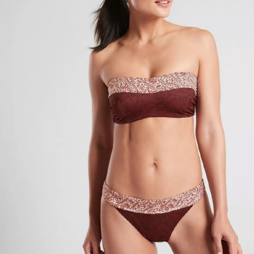Athleta Aqualuxe Batik Bandeau Swim Bikini Top M